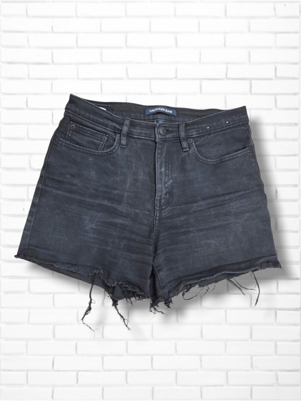 Calvin Klein Jeans High Rise Black Raw Hem Denim Shorts Size 6/28